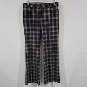 Express Womens Editor Pants Size 4 Plaid Flare Leg Business Casual Office Work